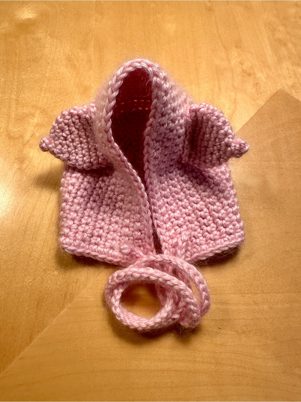 Pink Piglet Crochet Kids Bonnet with Ear Accents